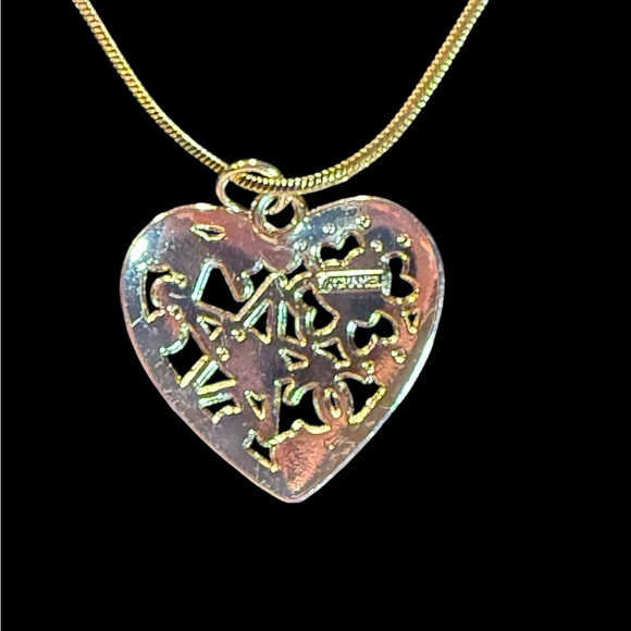 Upcycled Gold Heart Filigree Pendant Necklace - Picture 3 of 3